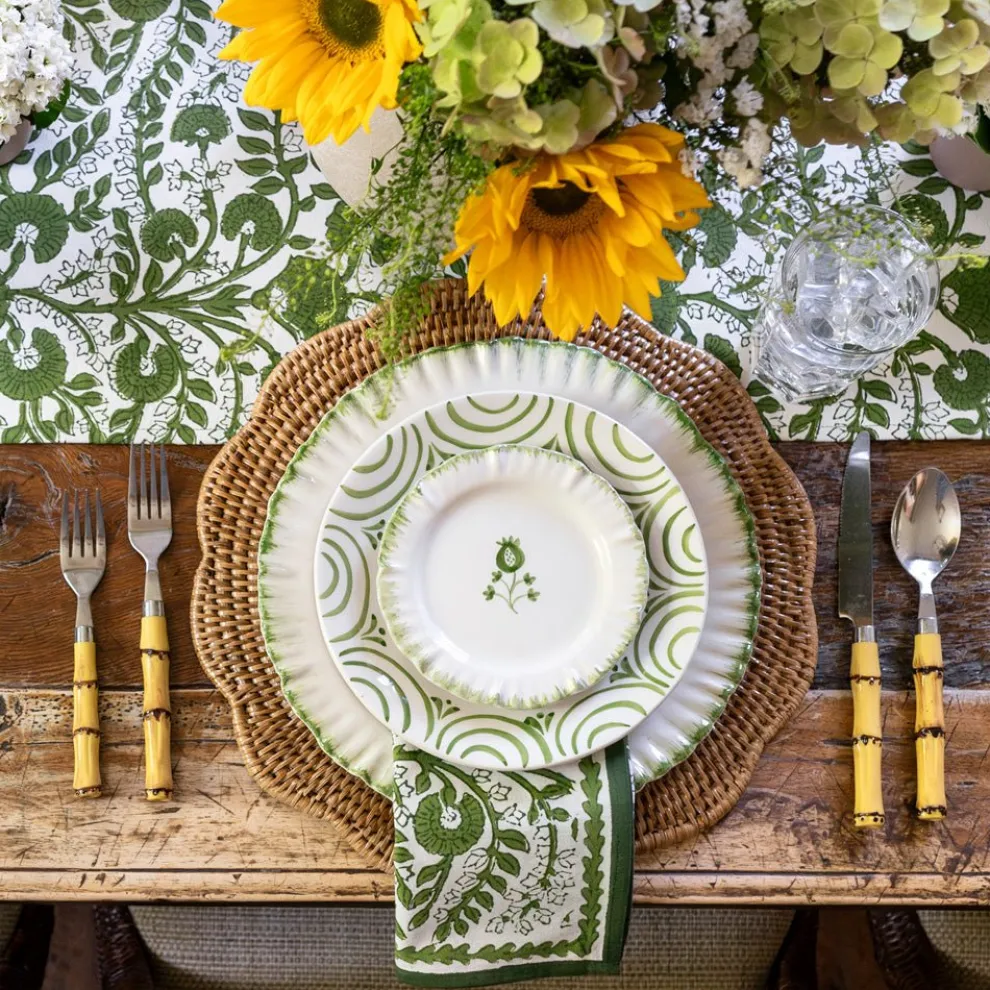 Ruffled Green Dinner Plate | Set of 2