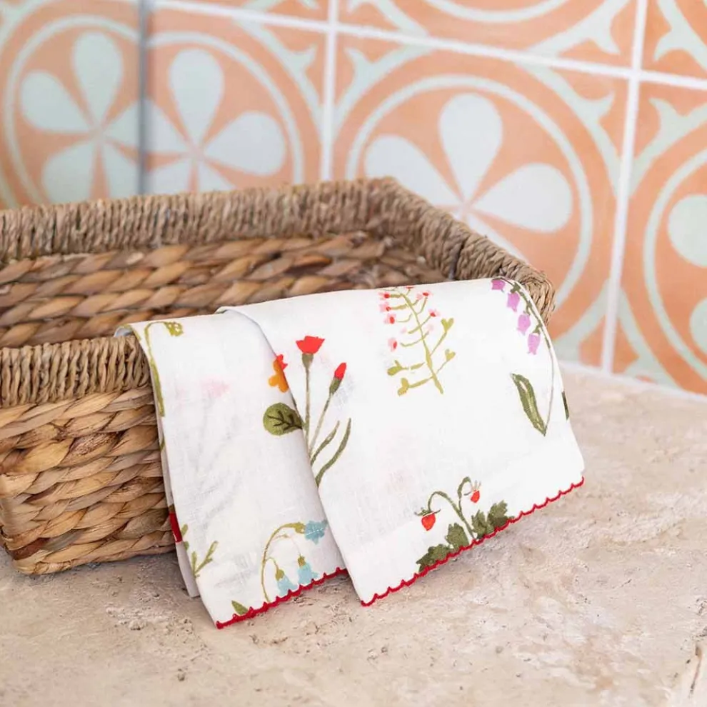 Botanical Garden Linen Cocktail Napkin | Set of 4