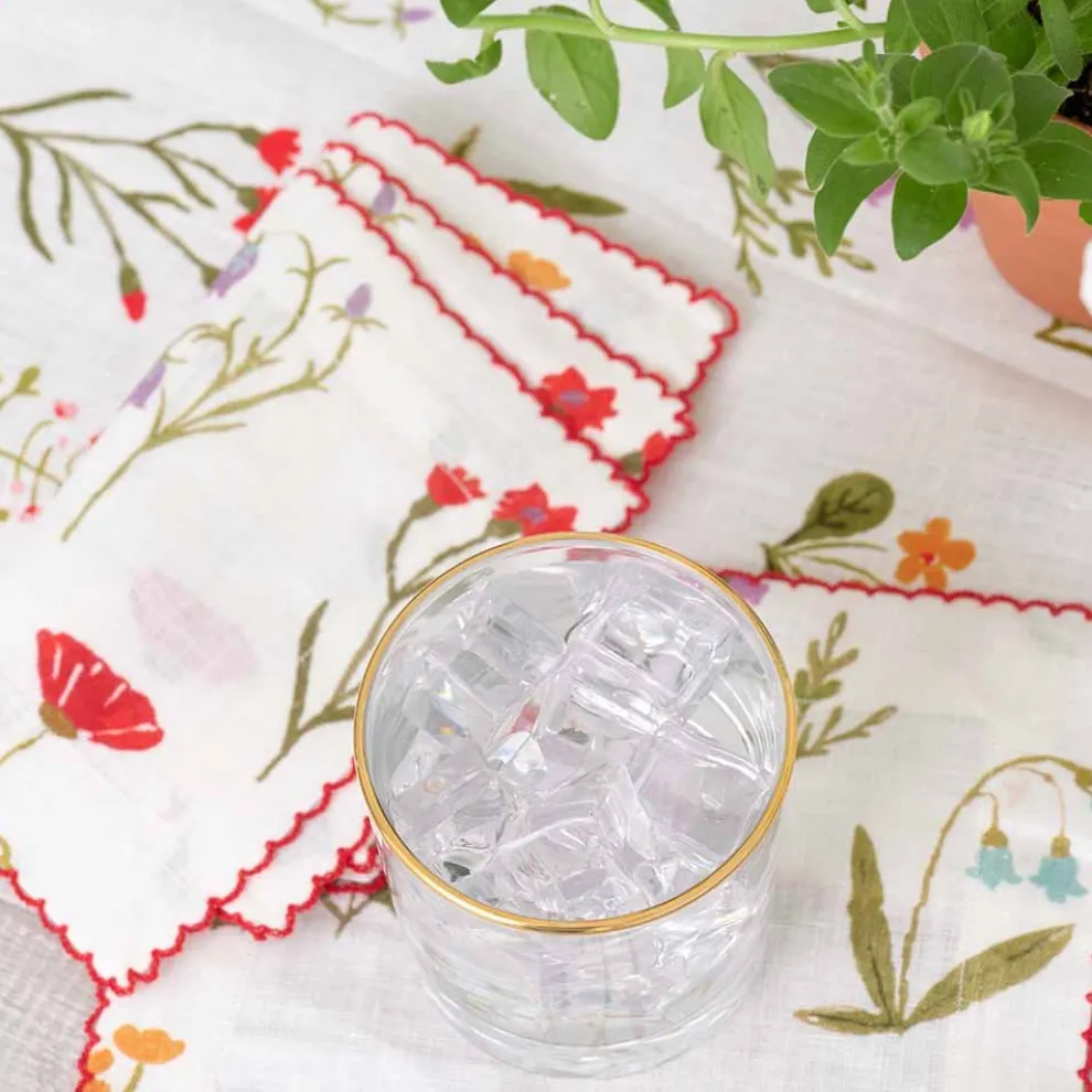 Botanical Garden Linen Cocktail Napkin | Set of 4