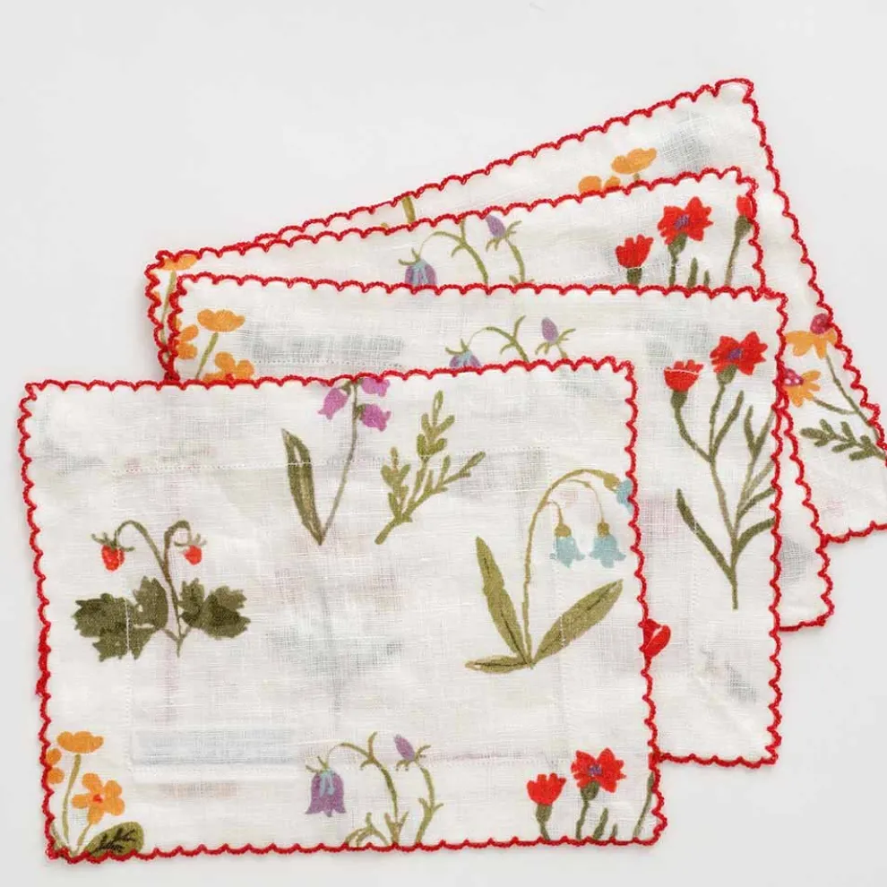 Botanical Garden Linen Cocktail Napkin | Set of 4