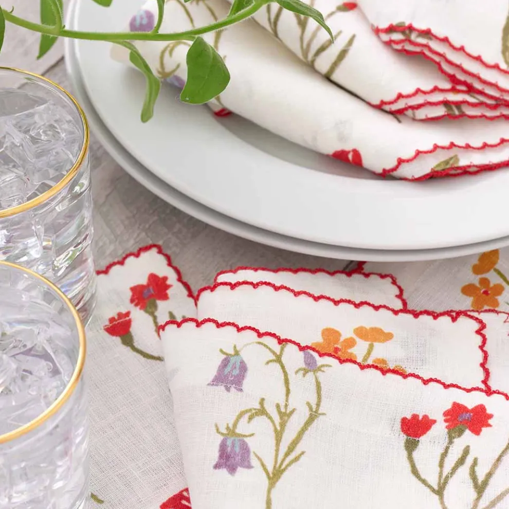Botanical Garden Linen Cocktail Napkin | Set of 4