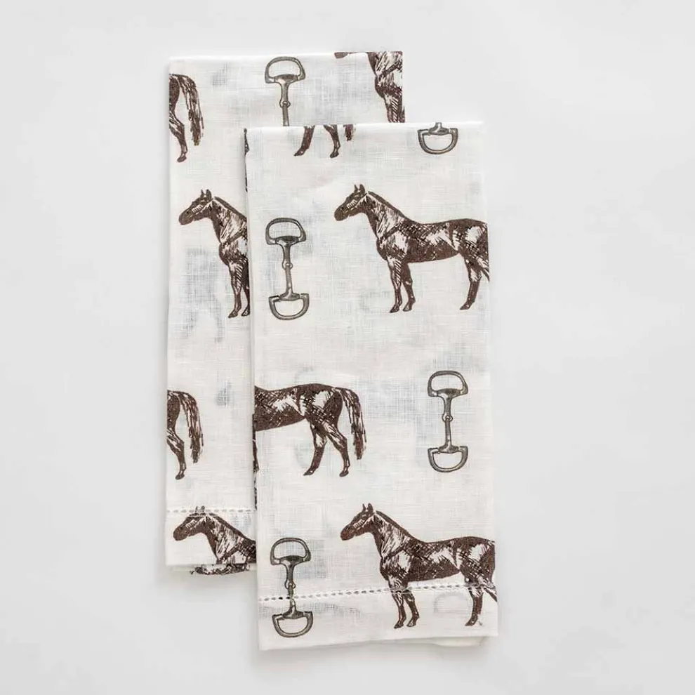 Horse and Snaffle Linen Fingertip Towels | Set of 2
