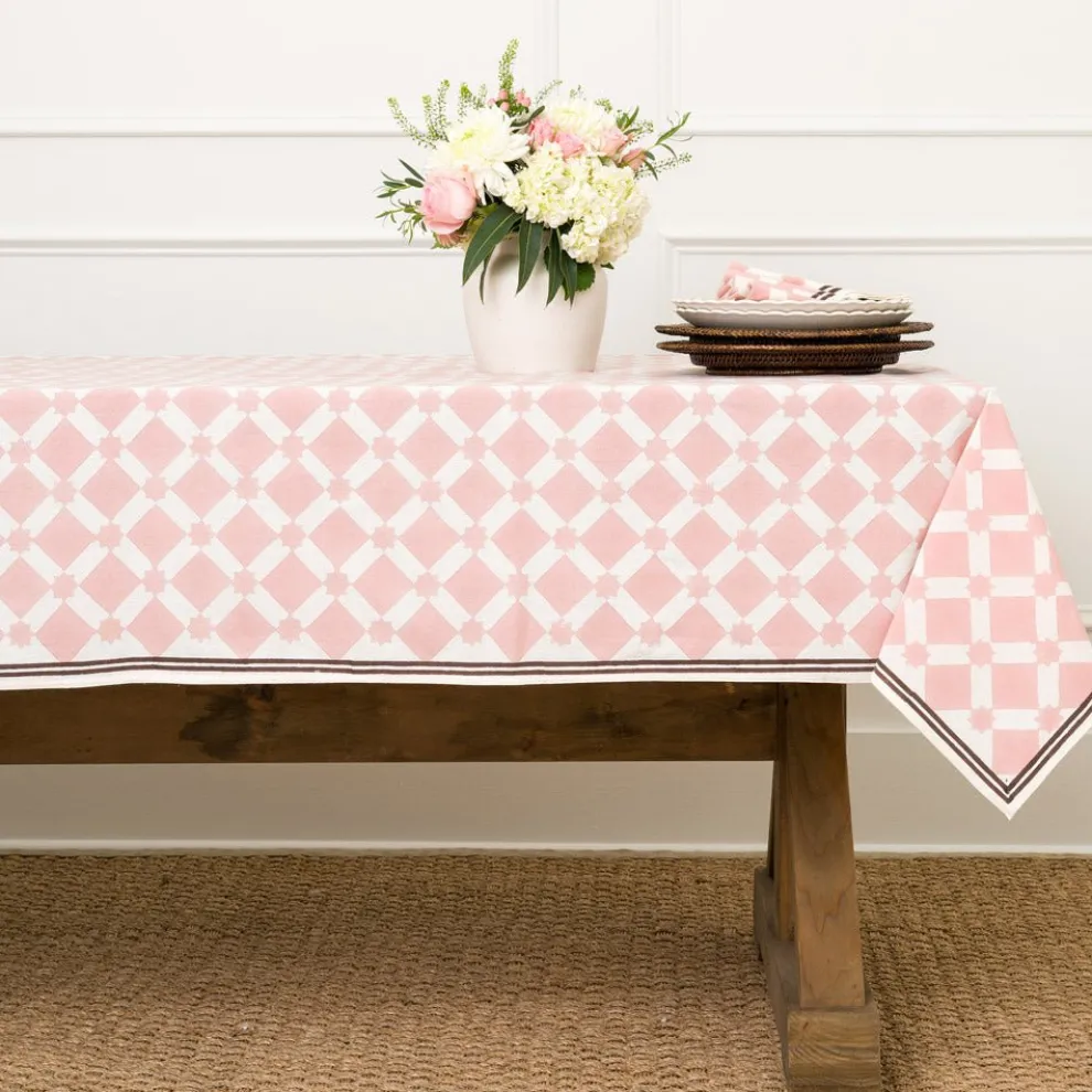 India Hicks Home Latticework Blush Tablecloth