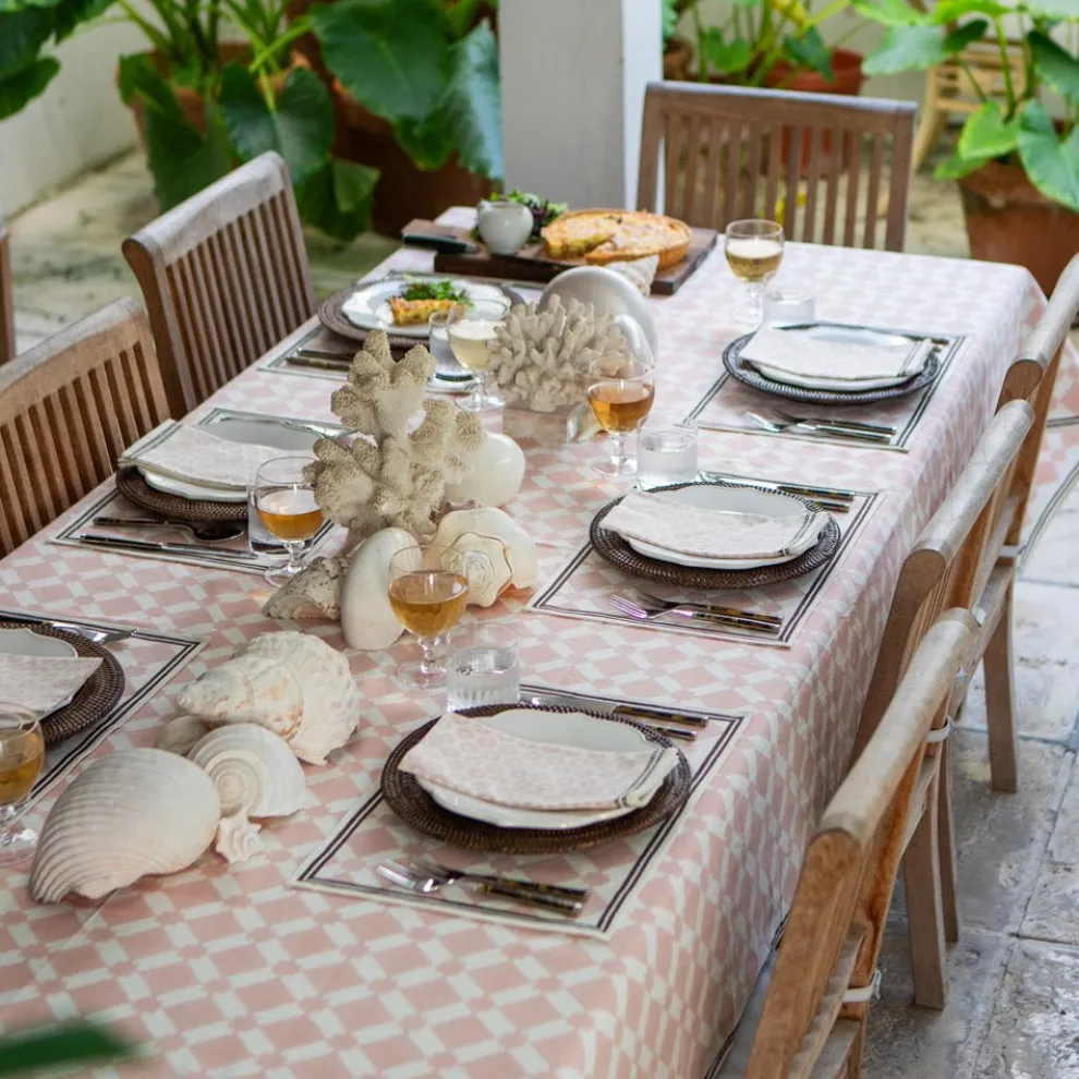 India Hicks Home Latticework Blush Tablecloth