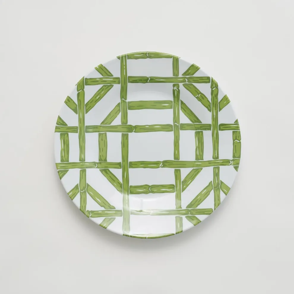 Green Bamboo Melamine Luncheon Plate | Set of 6