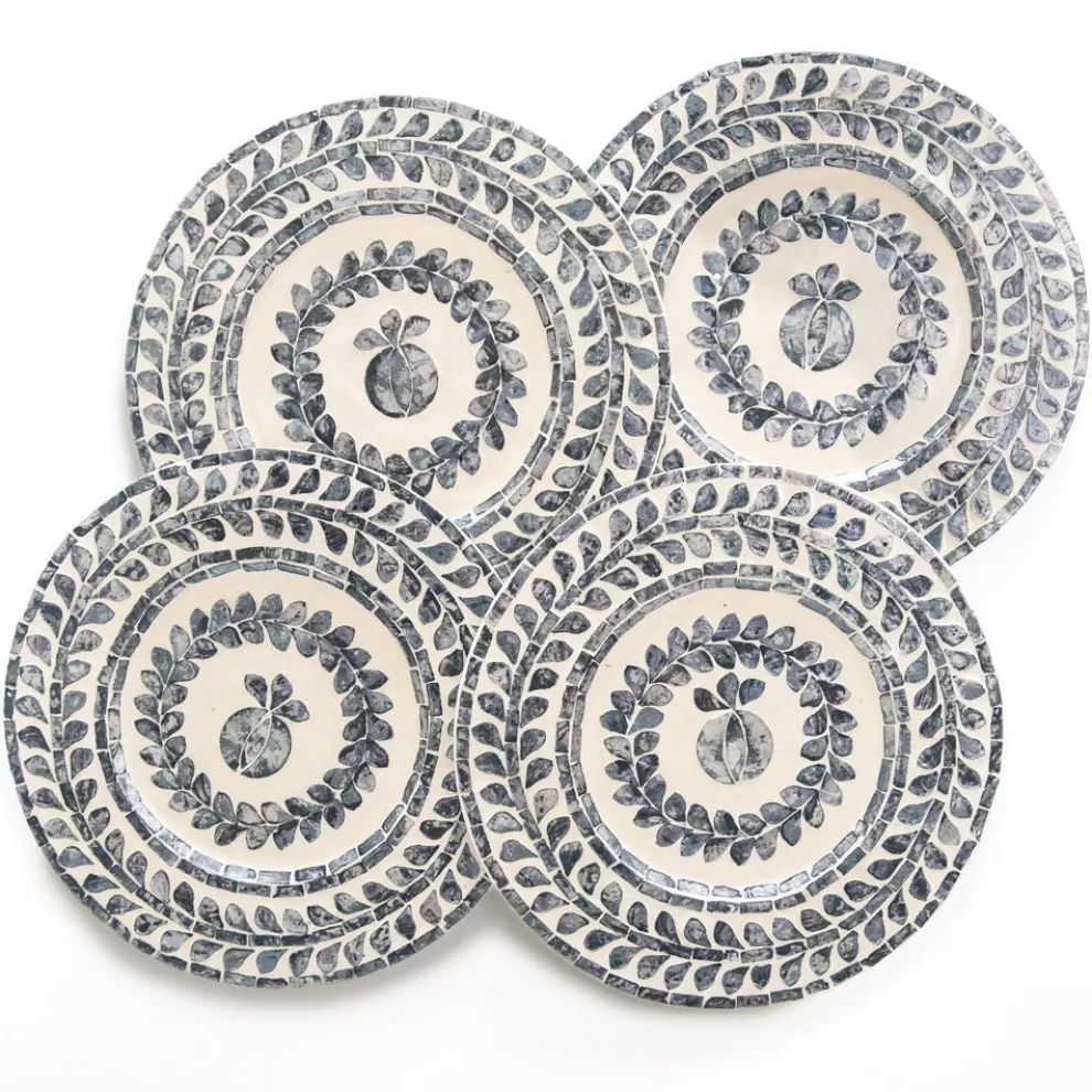 Capiz Shell Pomegranate Charger Slate | Set of 4