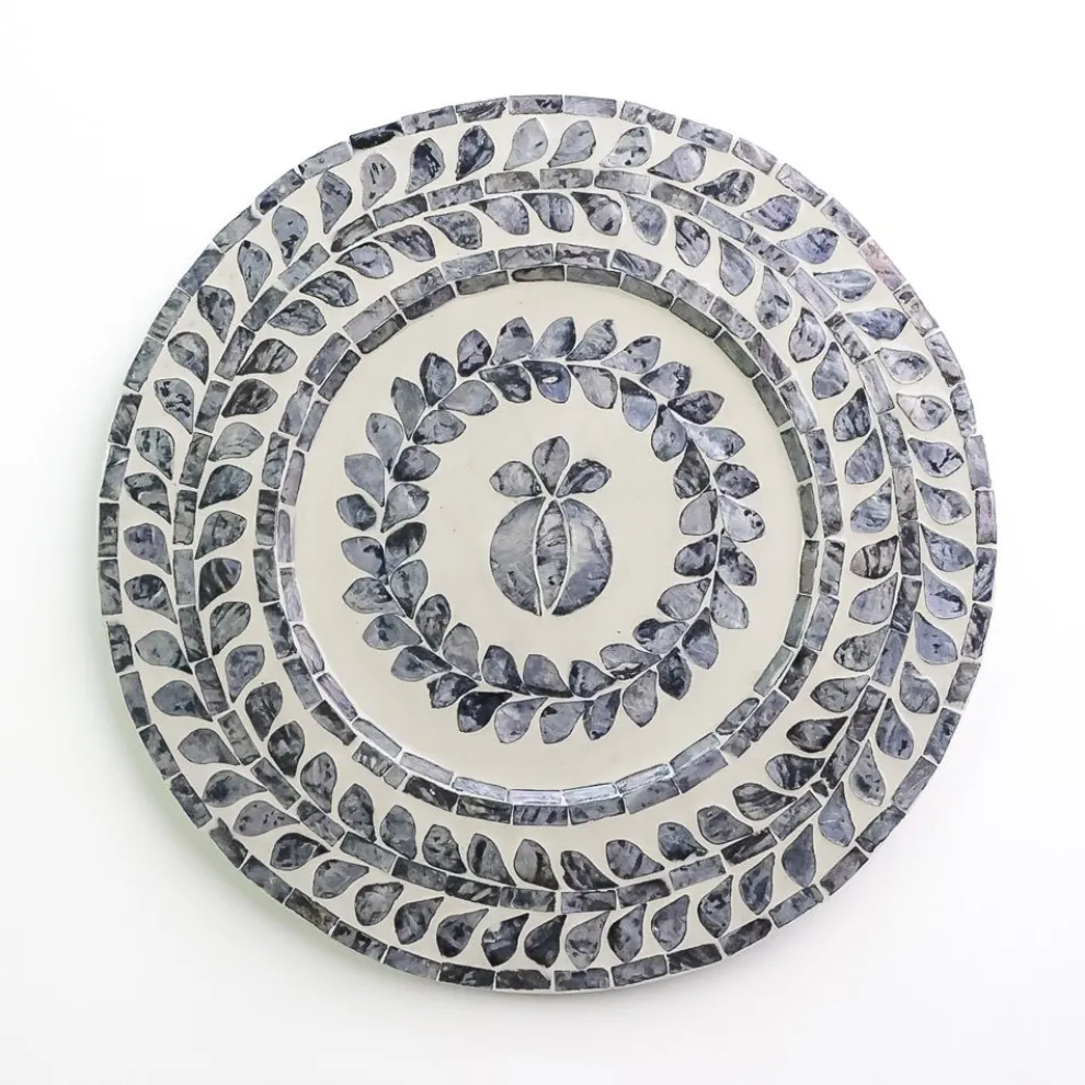 Capiz Shell Pomegranate Charger Slate | Set of 4