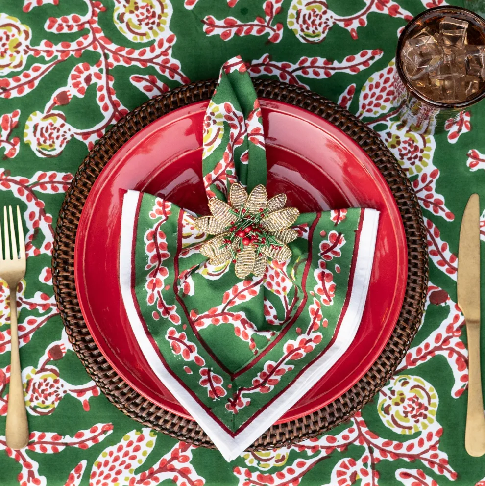 Multi Flower Beaded Napkin Ring | Set of 4