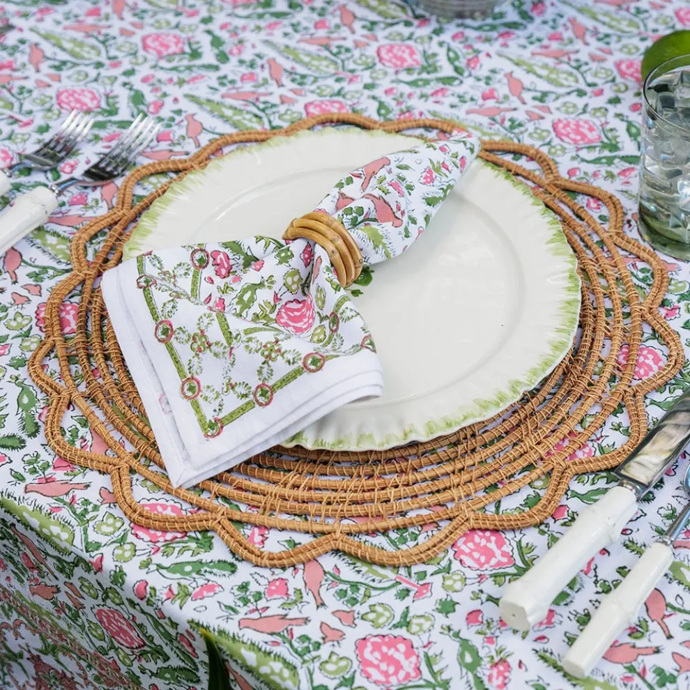 Dove & Cypress Pink & Green Napkin | Set of 4