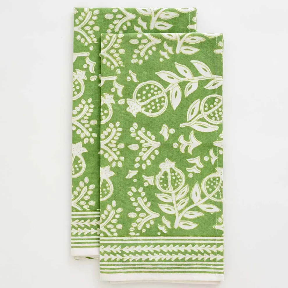 Pomegranate Green Tea Towels | Set of 2