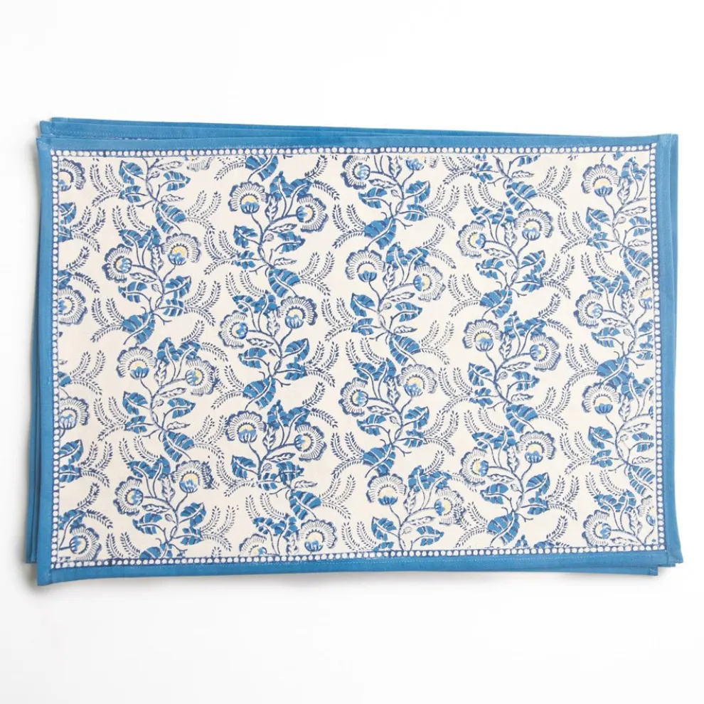 Gardenia Vine Azure Placemat | Set of 4