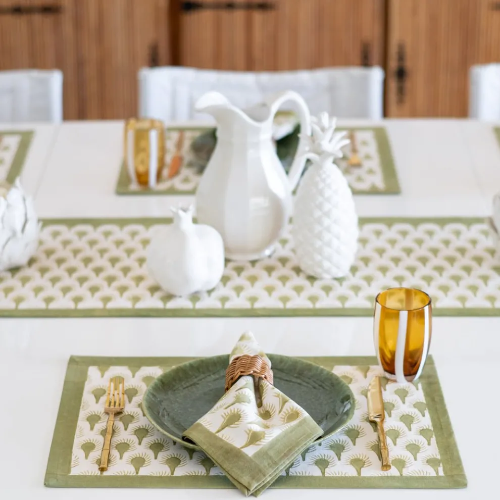 Geo Feather Moss Placemats | Set of 4