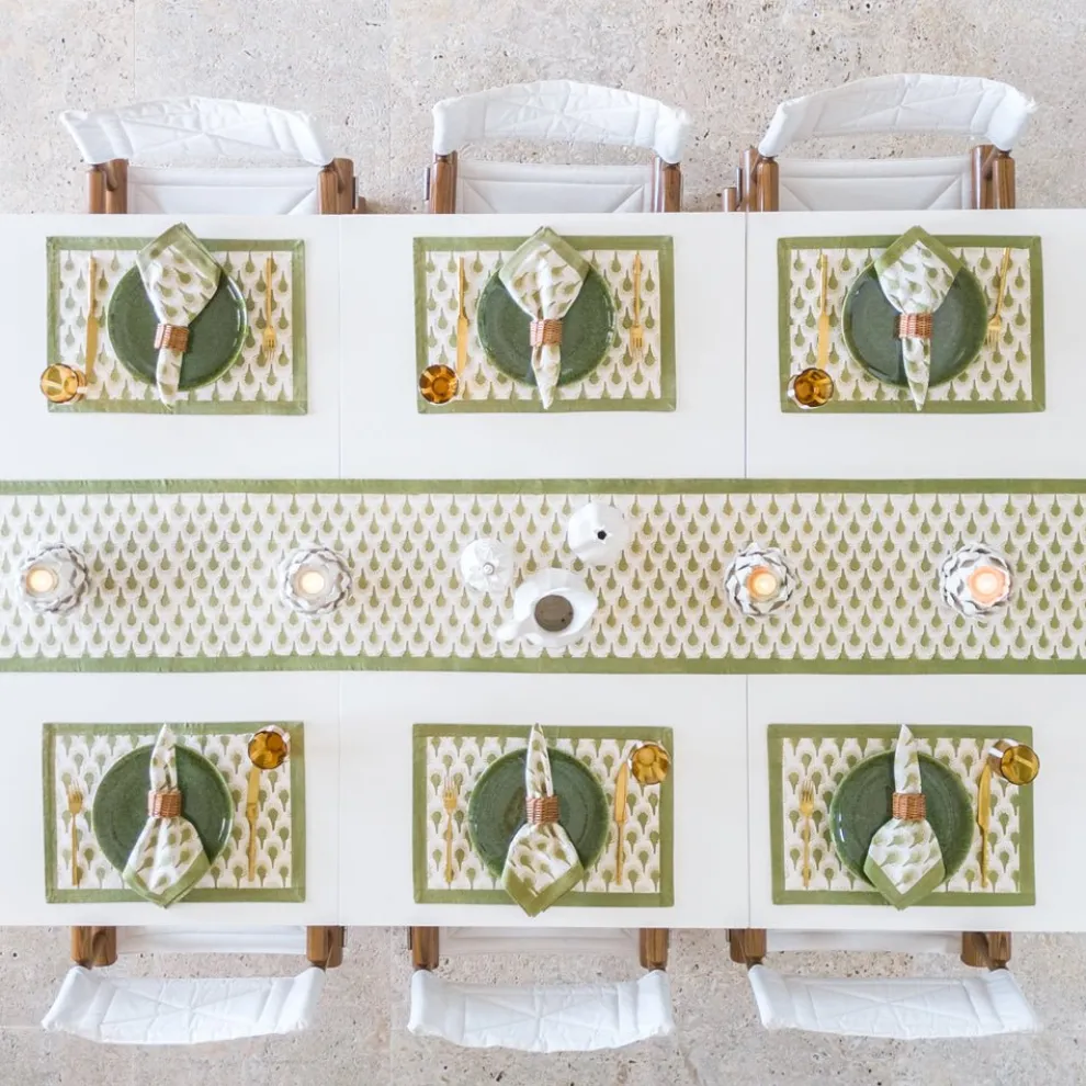 Geo Feather Moss Placemats | Set of 4