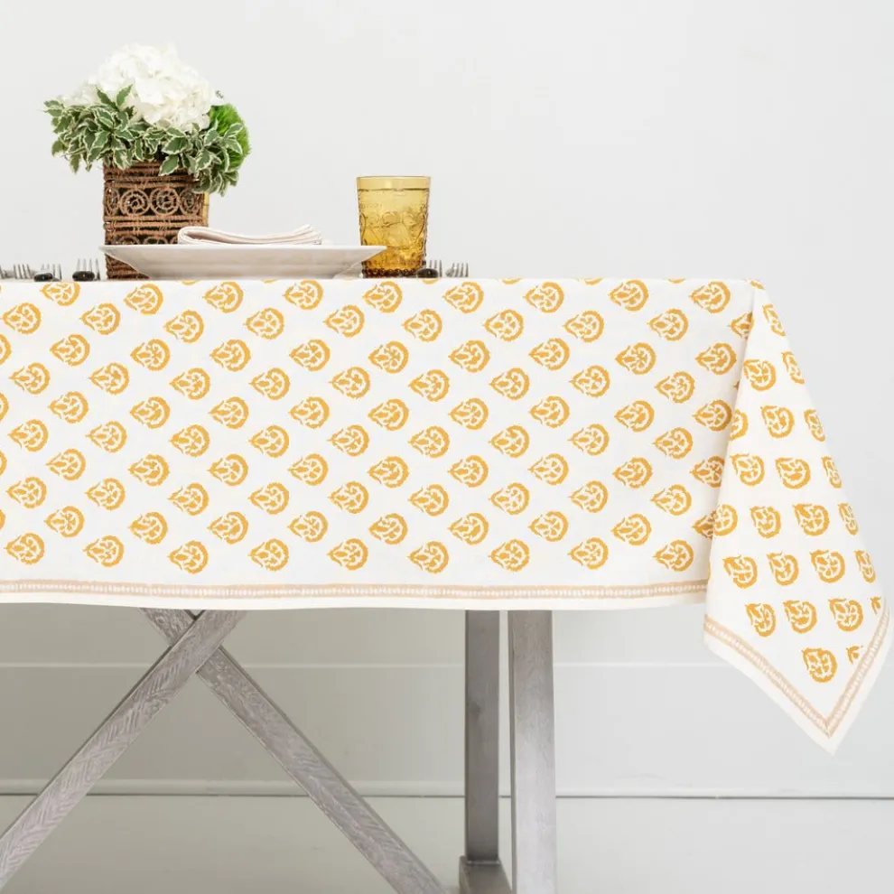 India Hicks Home Carnation Golden Tablecloth