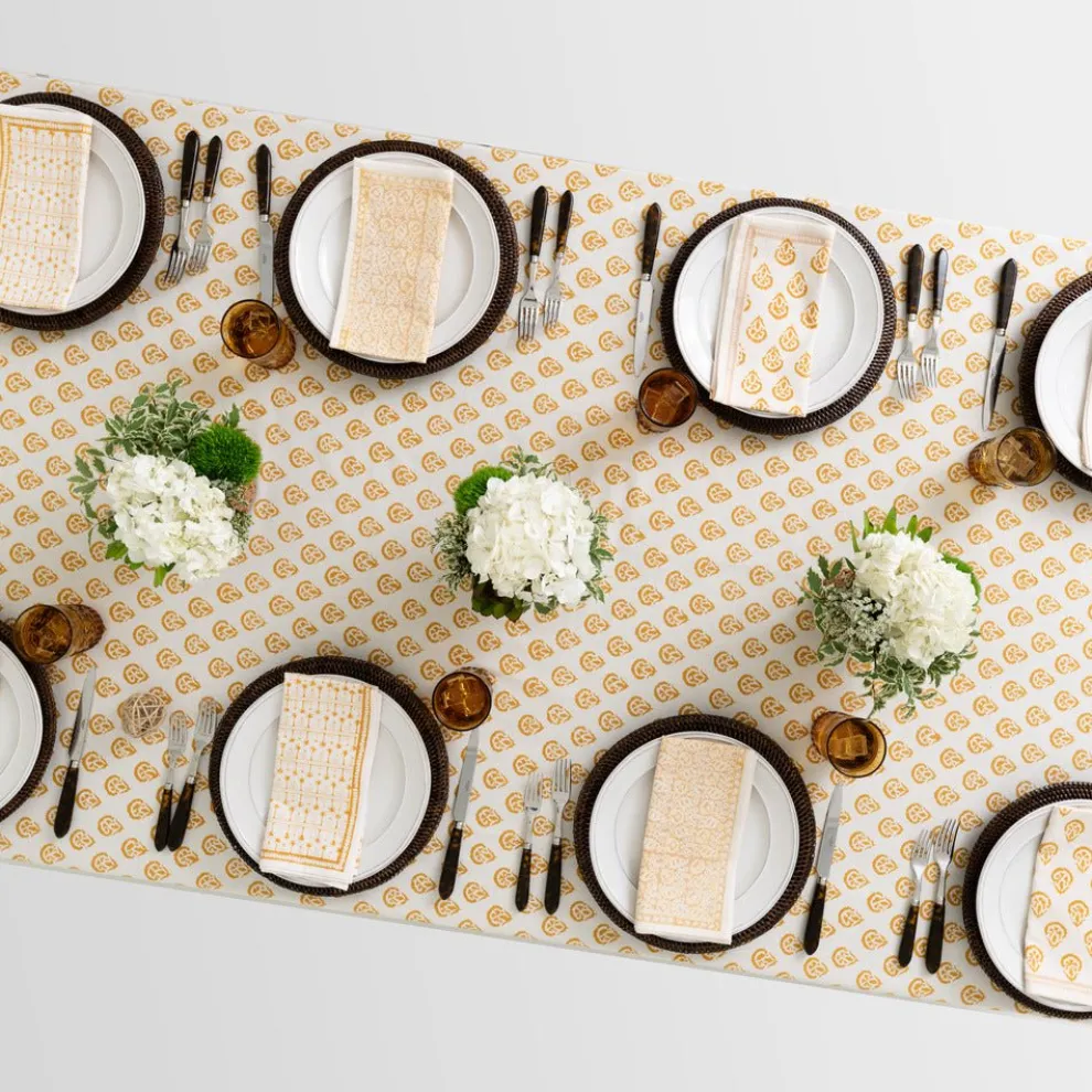 India Hicks Home Carnation Golden Tablecloth
