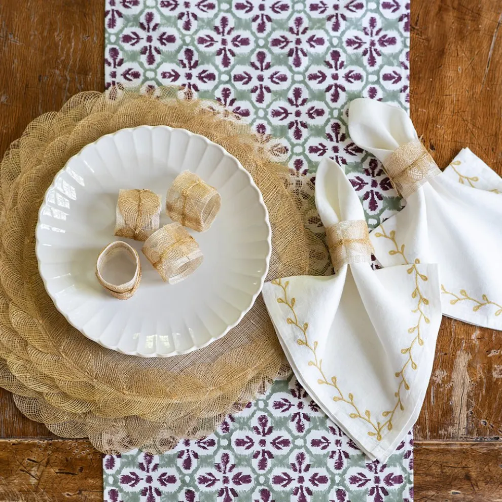 Mustard Poplar Leaf Napkin Rings | Set of 4