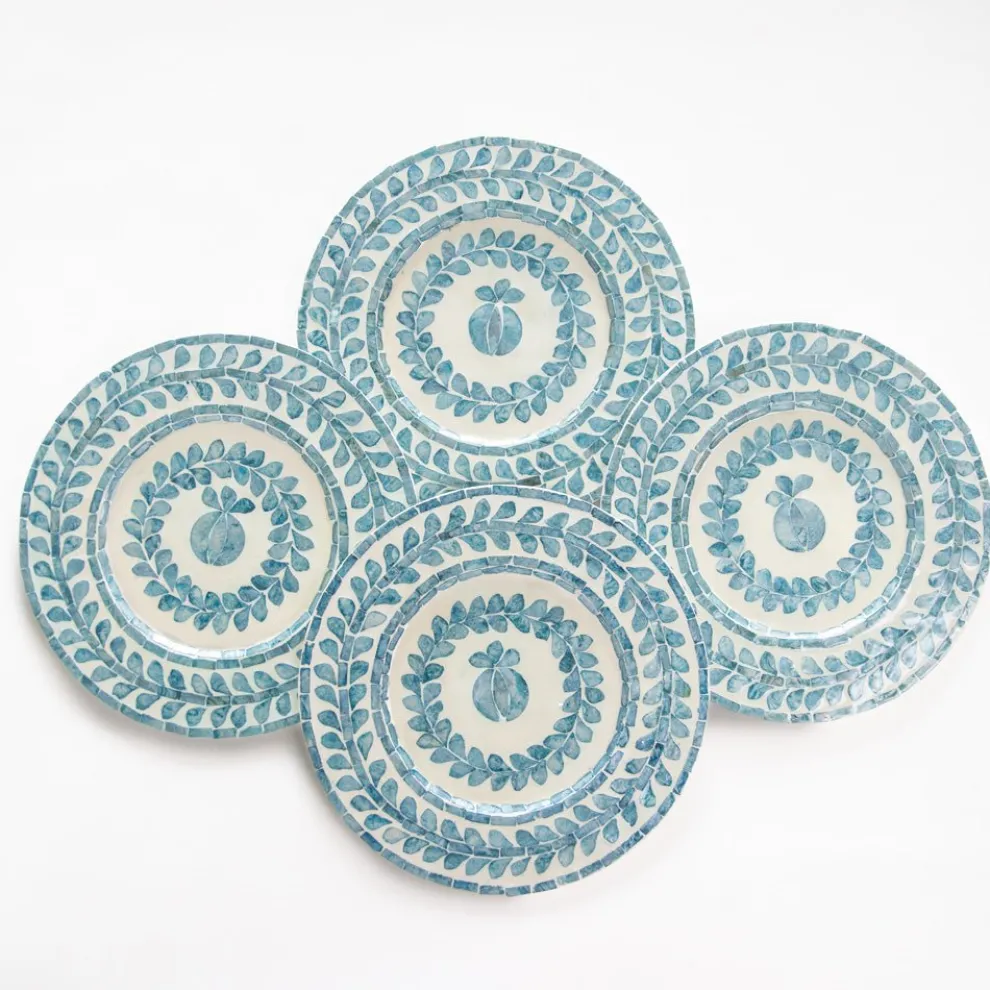 Capiz Shell Pomegranate Charger Teal | Set of 4