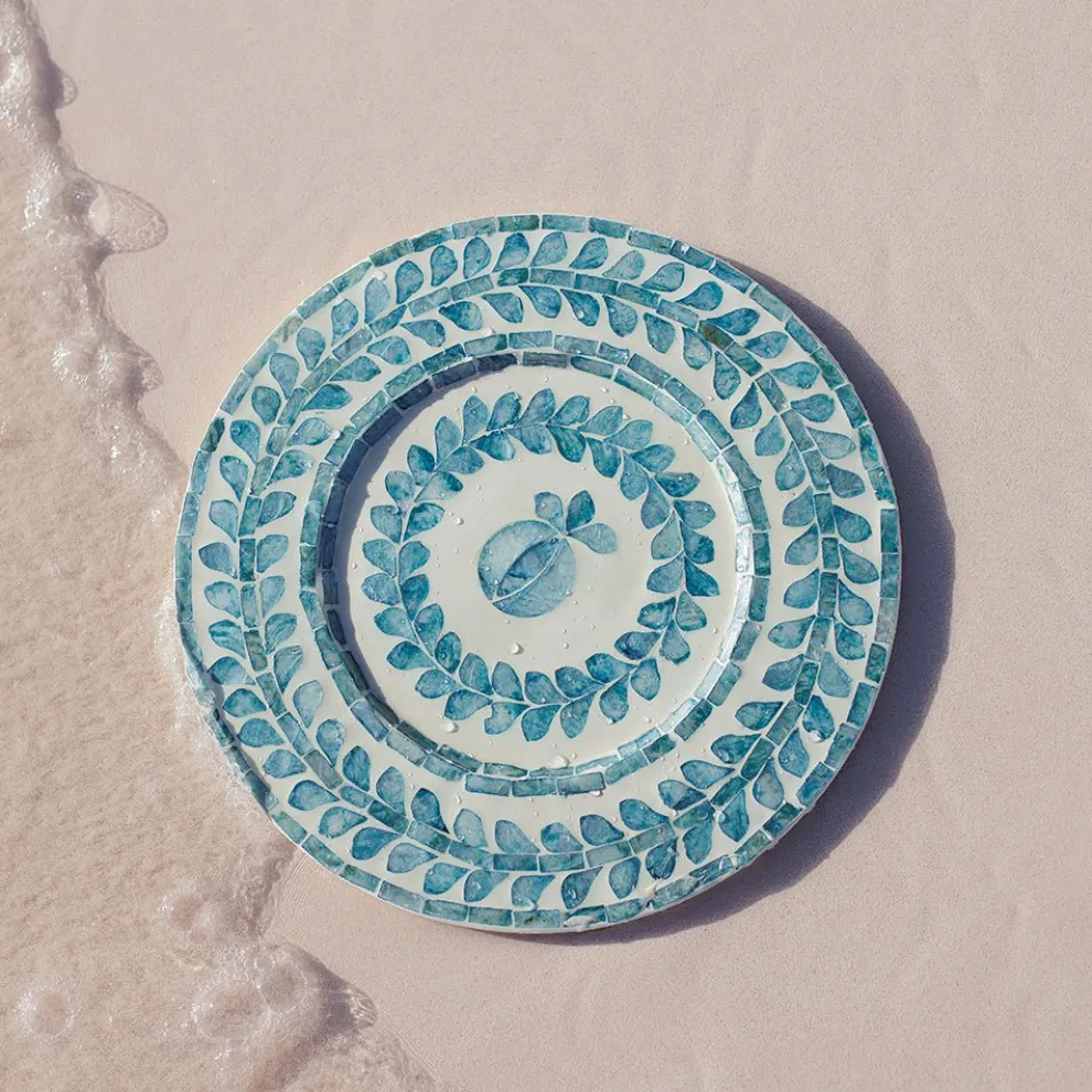 Capiz Shell Pomegranate Charger Teal | Set of 4