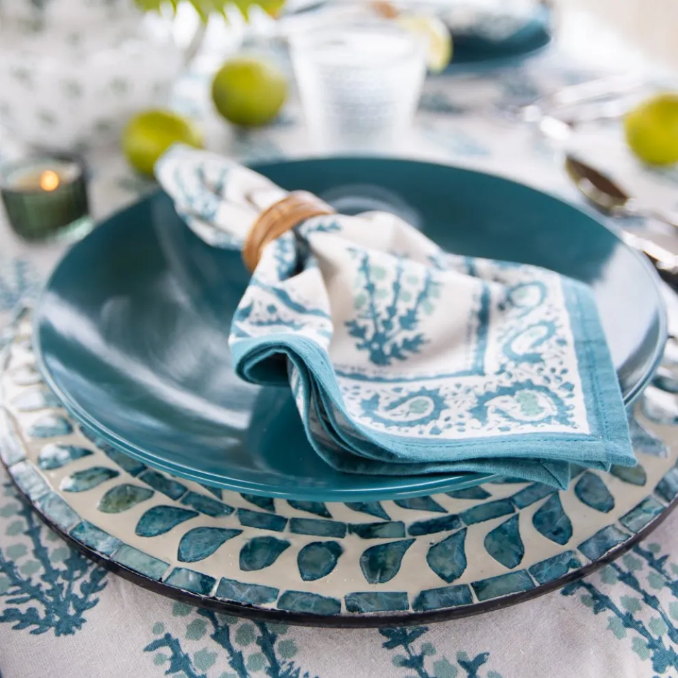 Capiz Shell Pomegranate Charger Teal | Set of 4