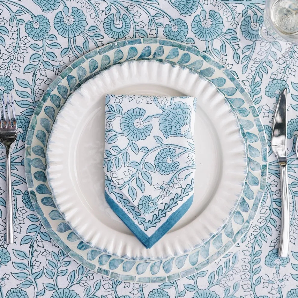 Capiz Shell Pomegranate Charger Teal | Set of 4