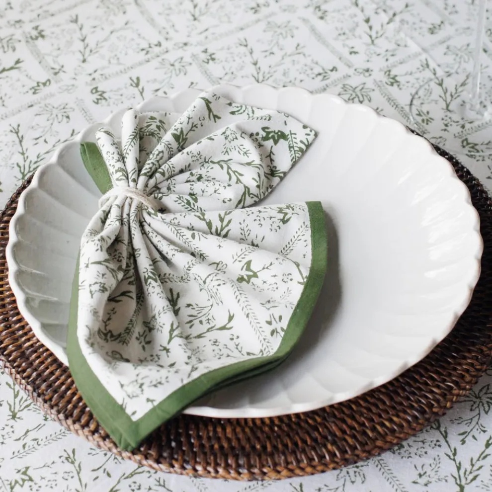 India Hicks Home Sea Ferns & Domino Hunter Green Napkin | Set of 4