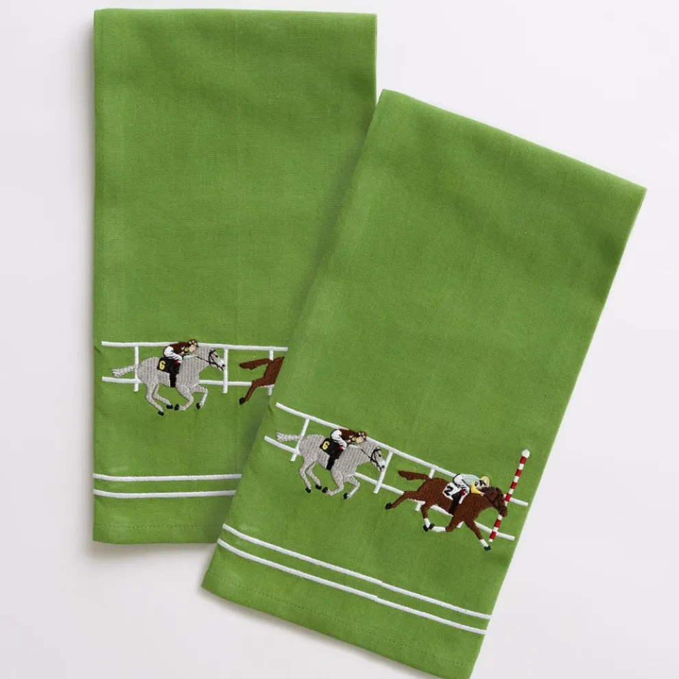 Finish Line Horse Racing Embroidered Hand Towels