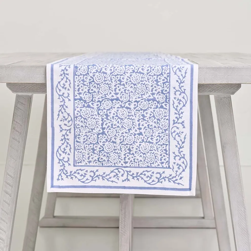 Tapestry Blue Table Runner