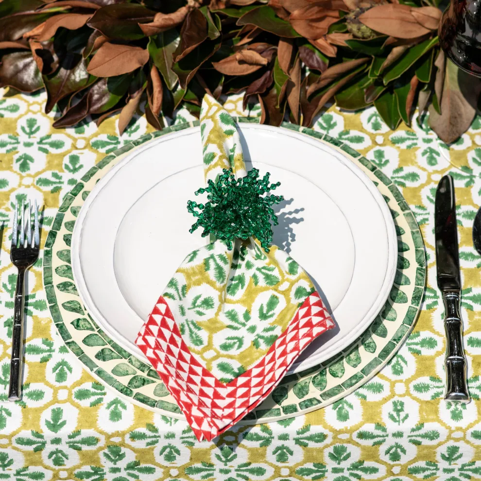 Green Acrylic Beaded Napkin Ring | Set of 4