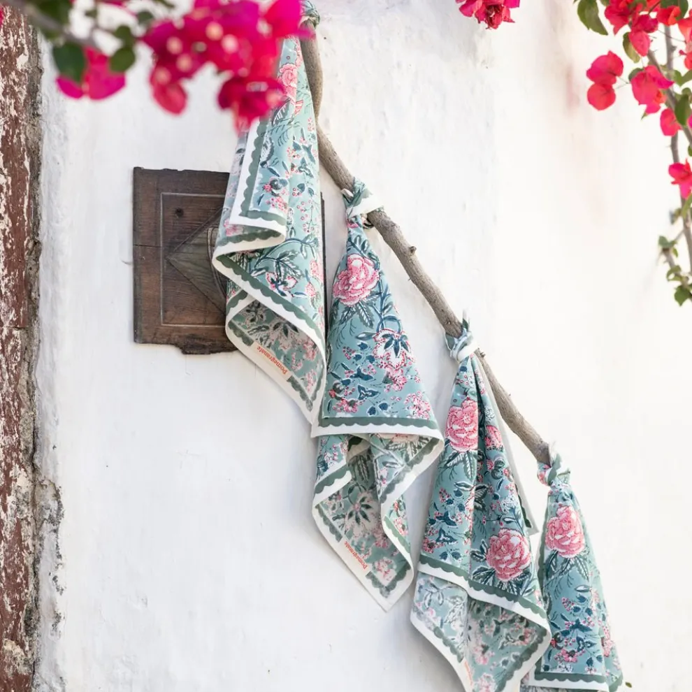 Butterfly Garden Aqua & Rose Napkin | Set of 4