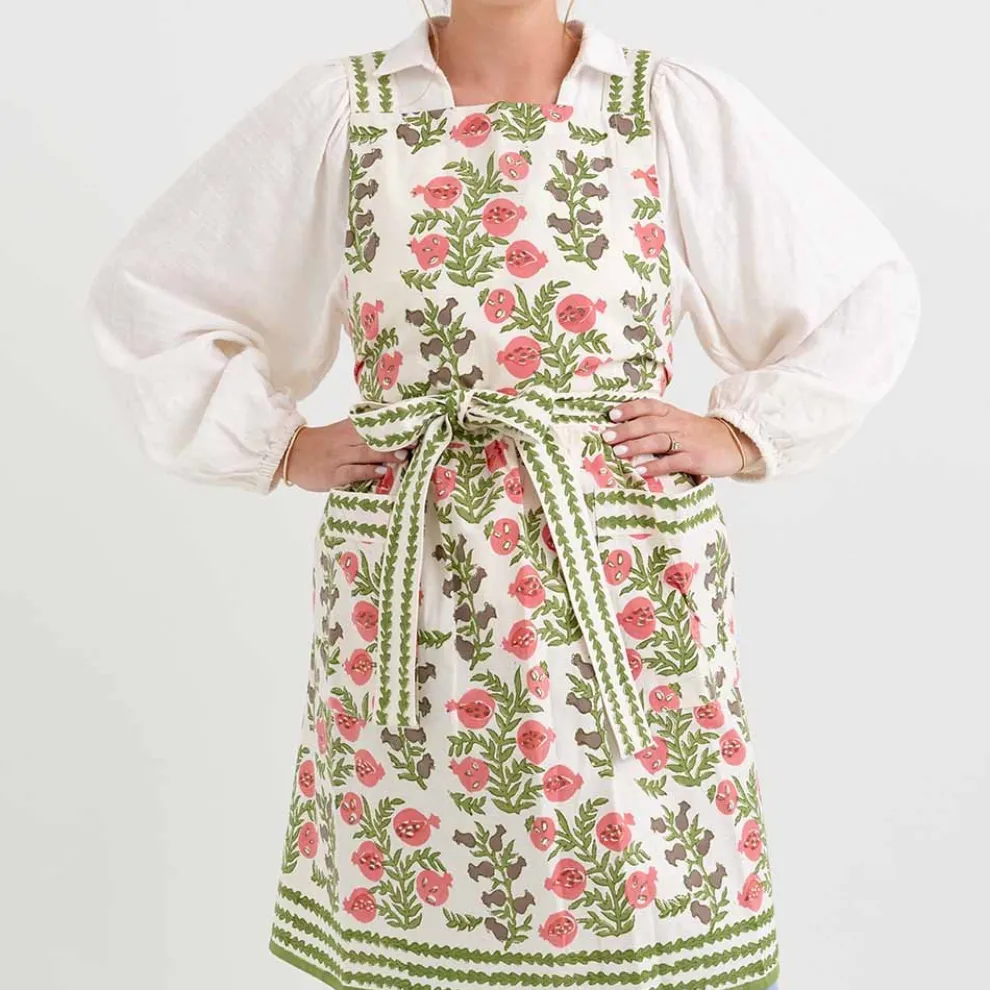 Pom Bells Fern & Poppy Apron