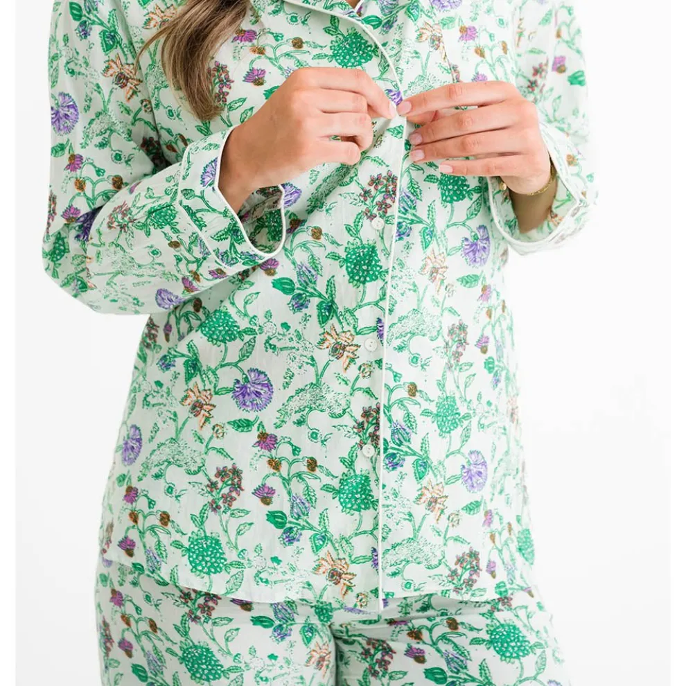 Mila Floral Emerald Pajama Top