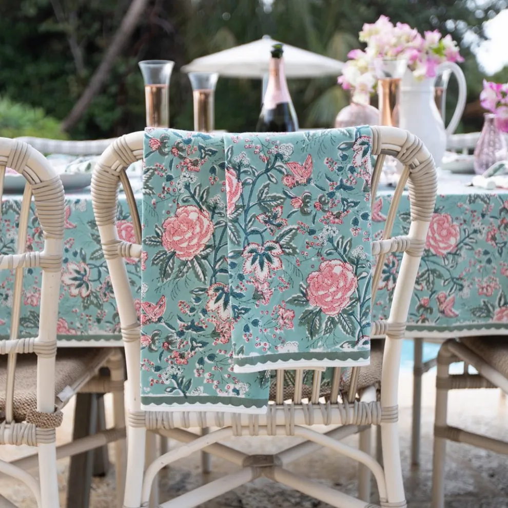 Butterfly Garden Aqua & Rose Tea Towels