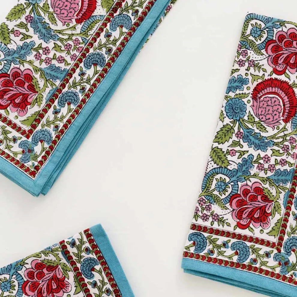 Bohemian floral printed cotton napkins