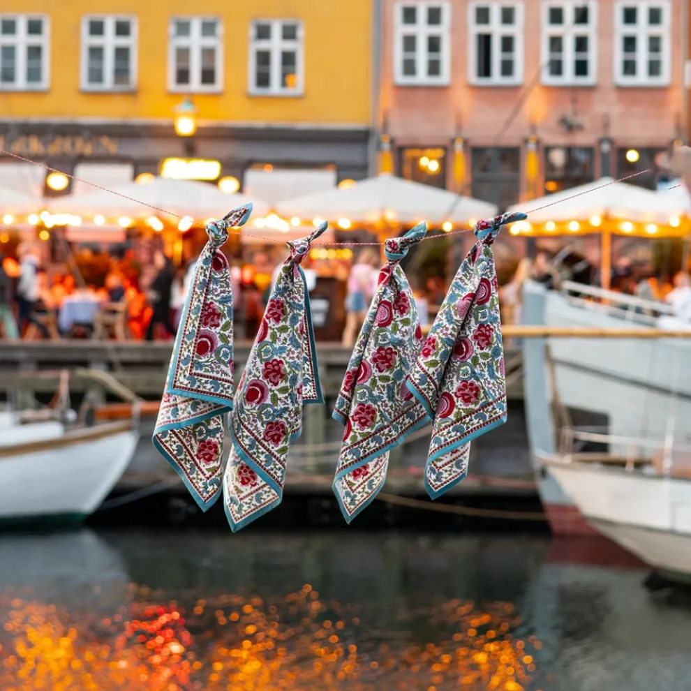 Bohemian floral printed cotton napkins