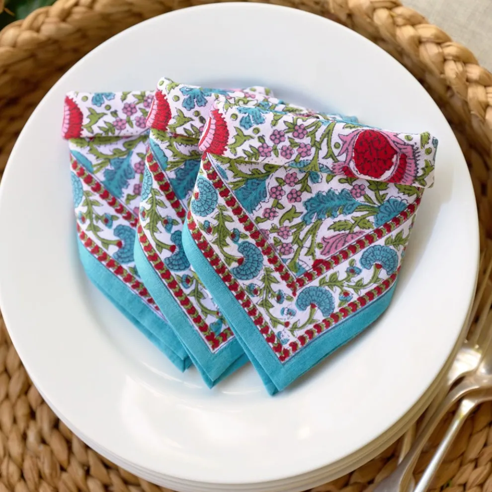 Bohemian floral printed cotton napkins