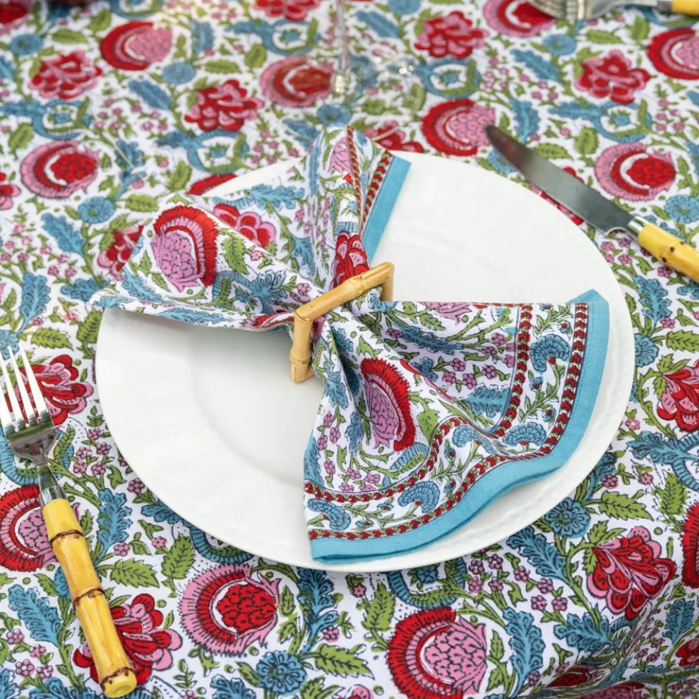Bohemian floral printed cotton napkins