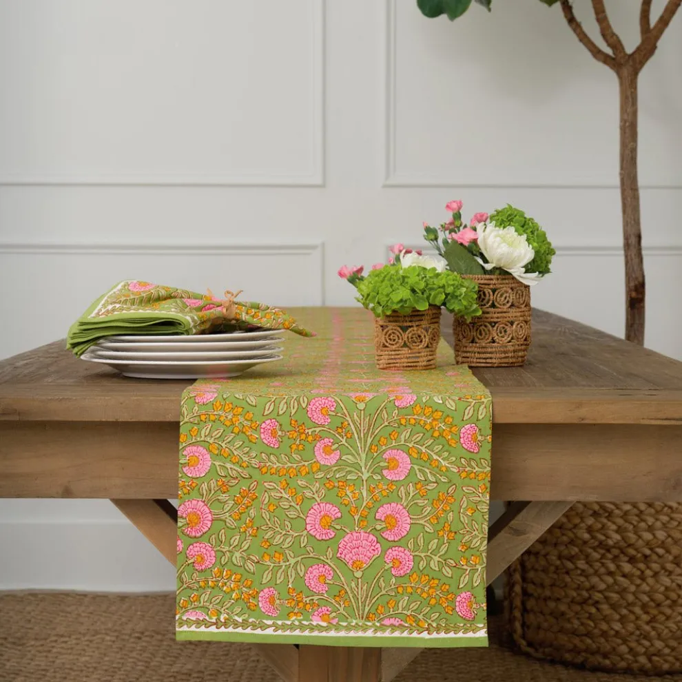 Cactus Flower Fern & Flamingo Table Runner