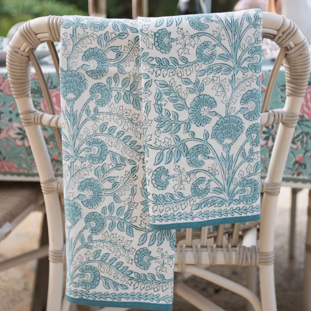 Floral Trellis Aqua Tea Towels