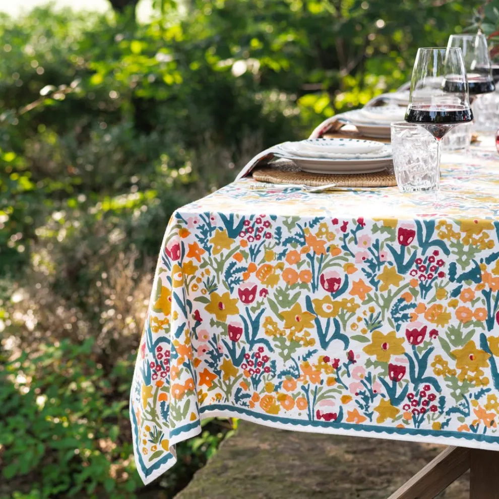 Teal Garden Tablecloth