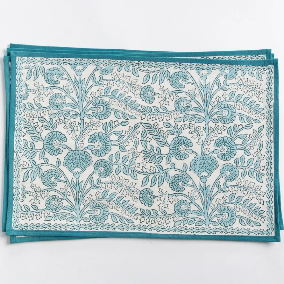 Floral Trellis Aqua Placemat | Set of 4