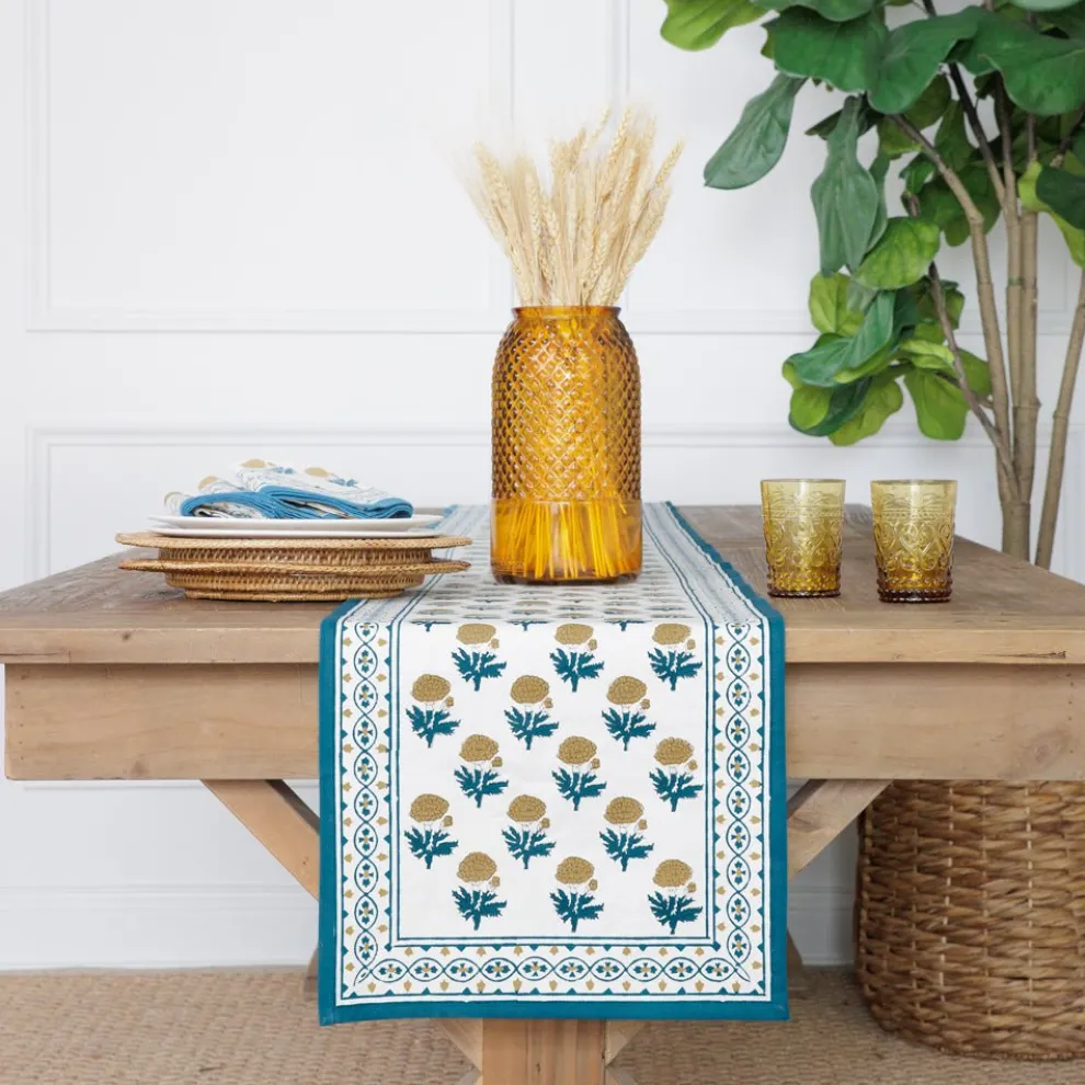 Gaya Teal & Marigold Table Runner
