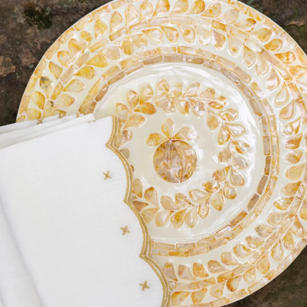 Capiz Shell Pomegranate Charger Marigold | Set of 4