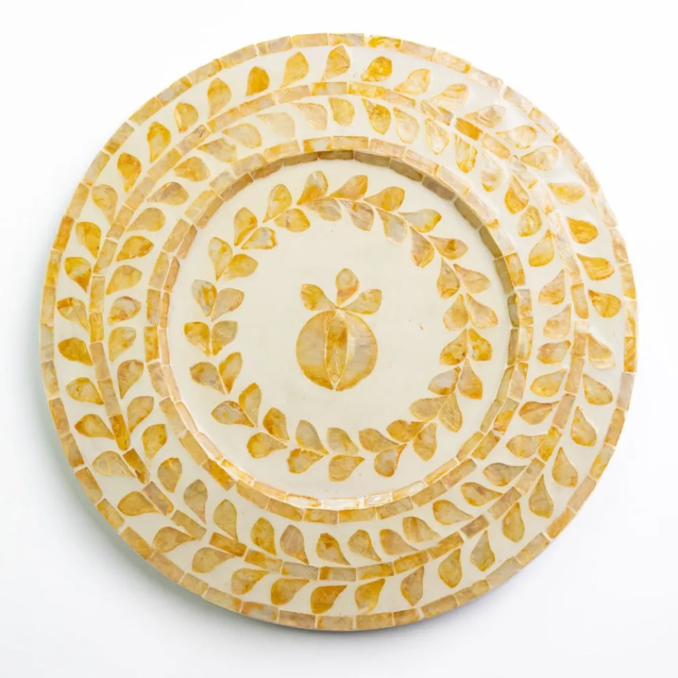 Capiz Shell Pomegranate Charger Marigold | Set of 4