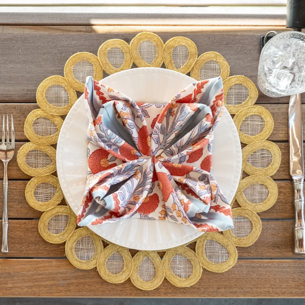 Buttercream Woven Doodles Placemat | Set of 4