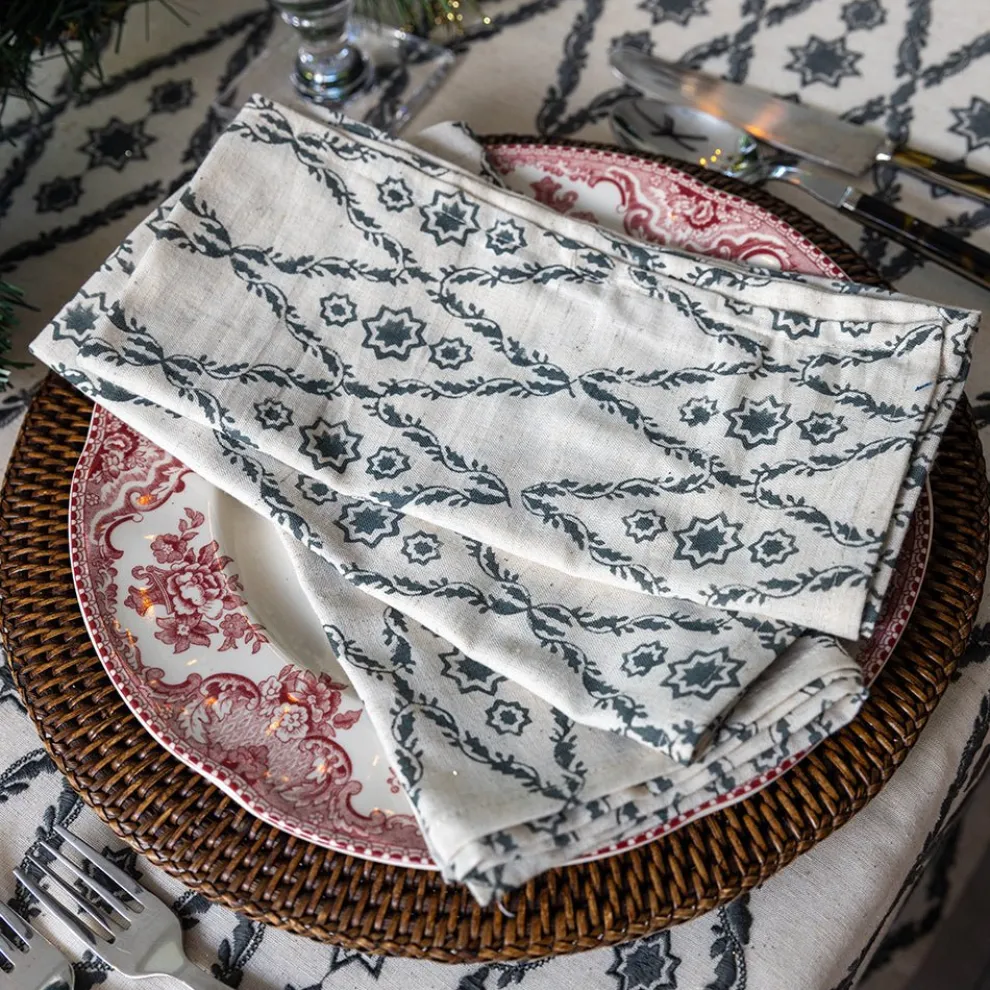 India Hicks Home Diamond Blue Napkins | Set of 4