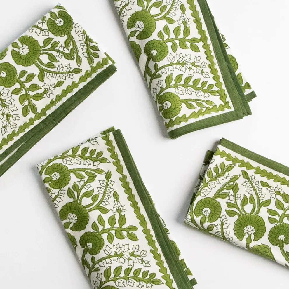 Cactus Flower Lettuce Green Napkin | Set of 4