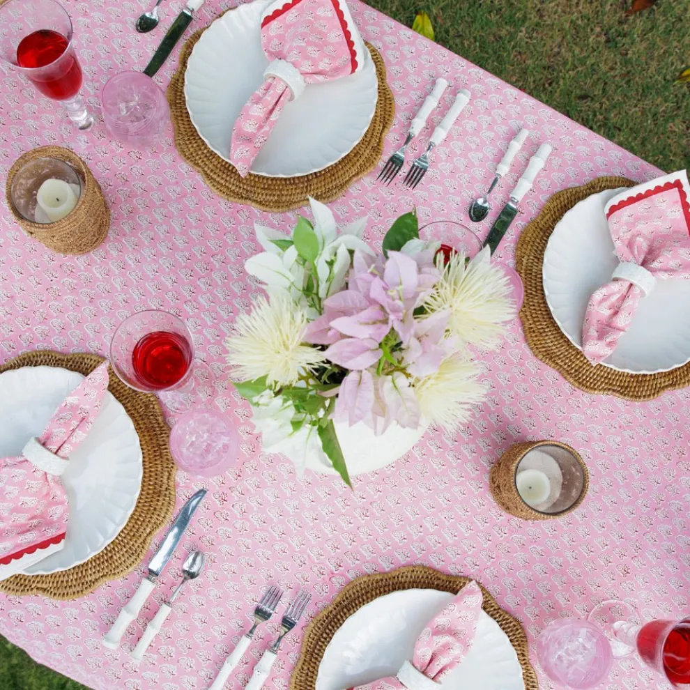 Pom Buti Pink Tablecloth