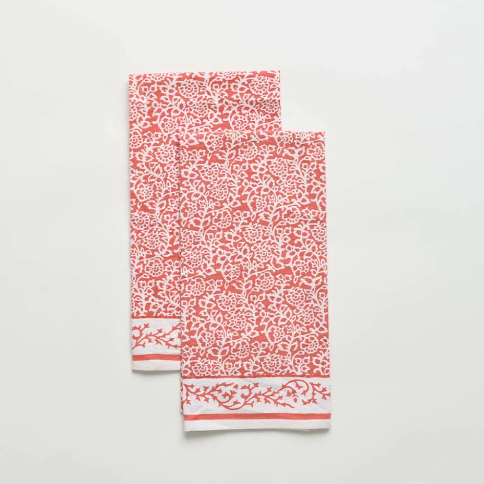 Tapestry Persimmon Tea Towels | Set of 2