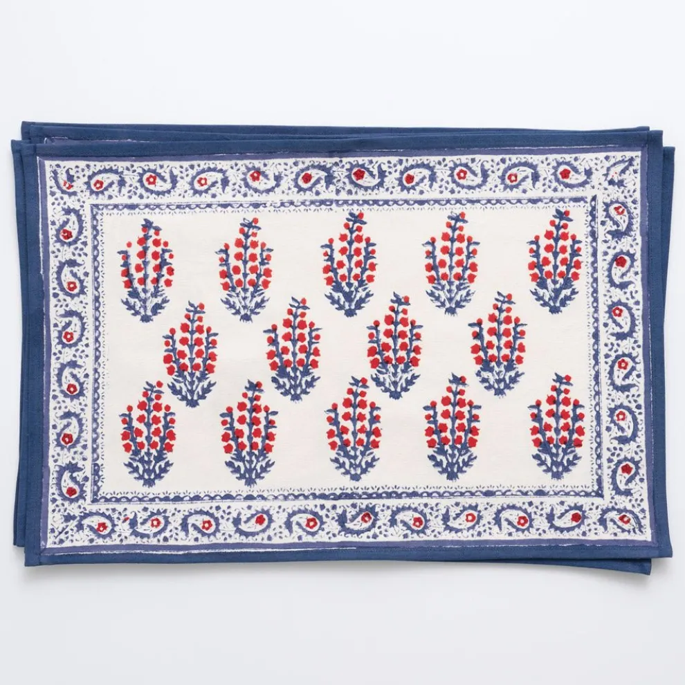Sagar Red & Blue Placemat | Set of 4