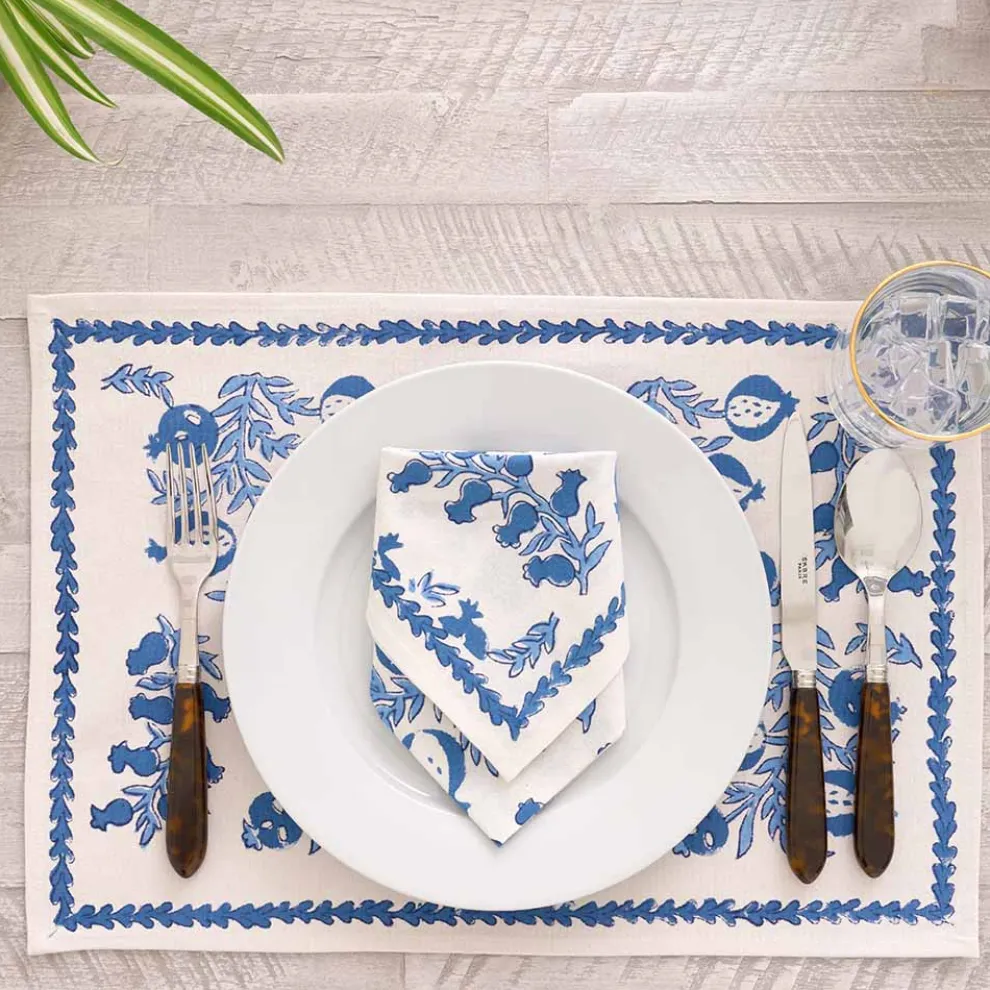 Pom Bells Wedgewood Napkin | Set of 4
